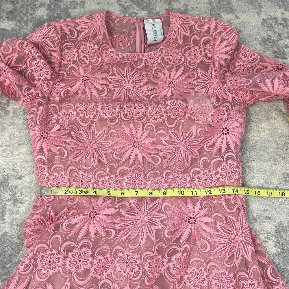 NWT Valentino Garavani Floral Guipure Lace Gown Dusty Rose Pink Maxi Sz 42 - Picture 8 of 16